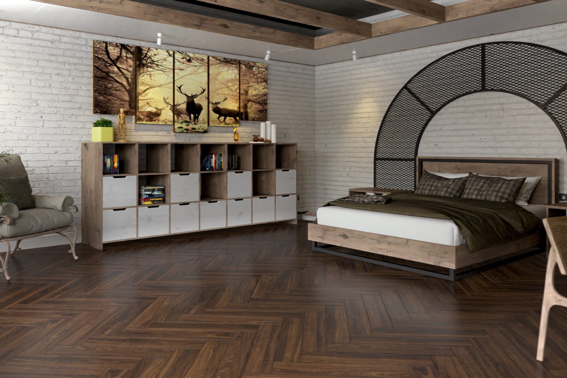 Инженерный паркет «Damy Floor» Каштановый (укладка елочкой) — купить в Волгограде