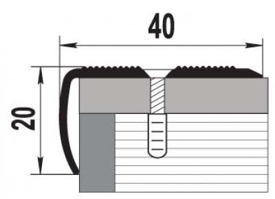 Порожек алюминиевый ПУ-06 (2700*40*20 мм)