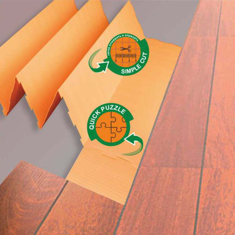 Подложка-гармошка "Солид" 3мм (10,5 м2) оранжевая